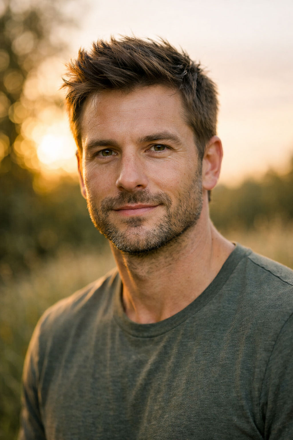 Natural Light Male Portrait AI Prompt (Outdoor Realistic Style)