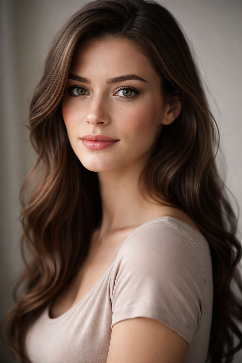 Realistic female portrait AI prompt example