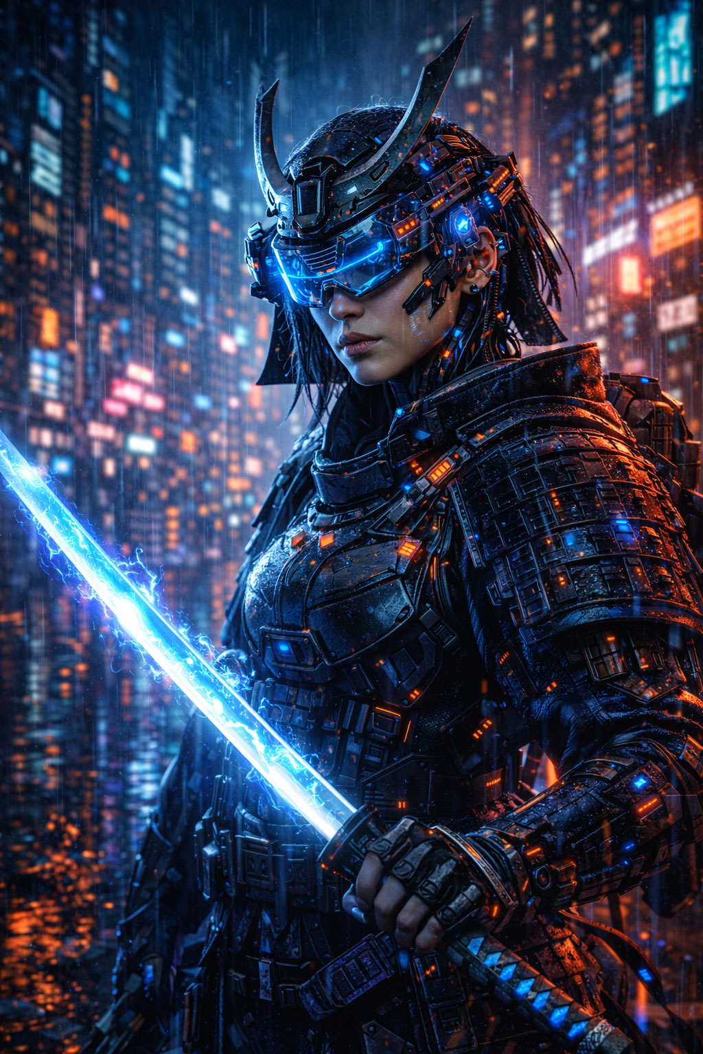 Cyberpunk Street Samurai AI Prompt (Neon Katana Warrior)