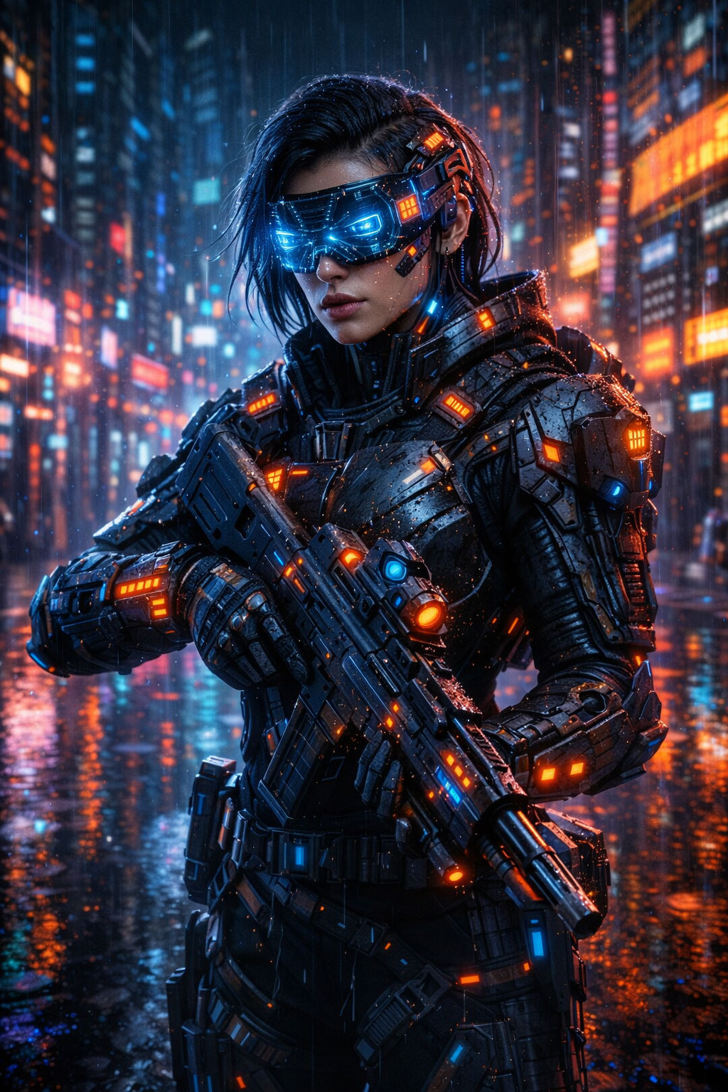 Neon Cyberpunk Warrior AI Prompt (Futuristic Combat Style)